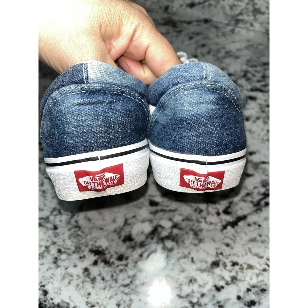 VANS‎ Old Skool Denim Acid Wash Canvas Classic Skate Shoes Men Sz 7.5 Women Sz 9